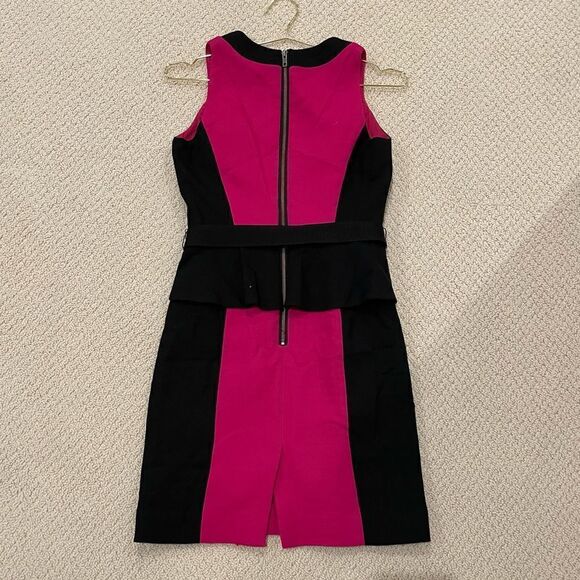 EUC MILLY OF NY | Doubleweave Olivia Belted Color Block Dress Sz 6 Pink/Black - Picture 5 of 6
